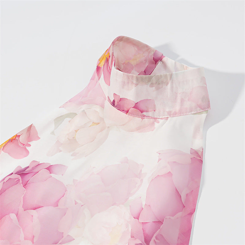 Women’s Printed V-Neck Bubble Hem Fitted Dress