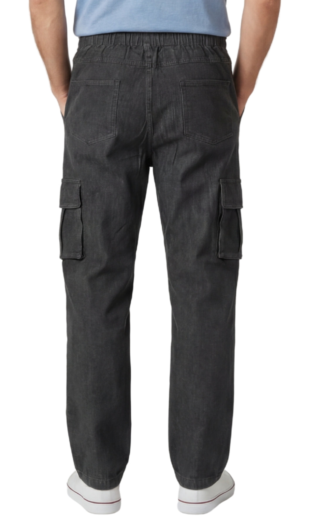Men’s Pull-On Cargo Jeans Lightweight Easy Fit Double Pockets