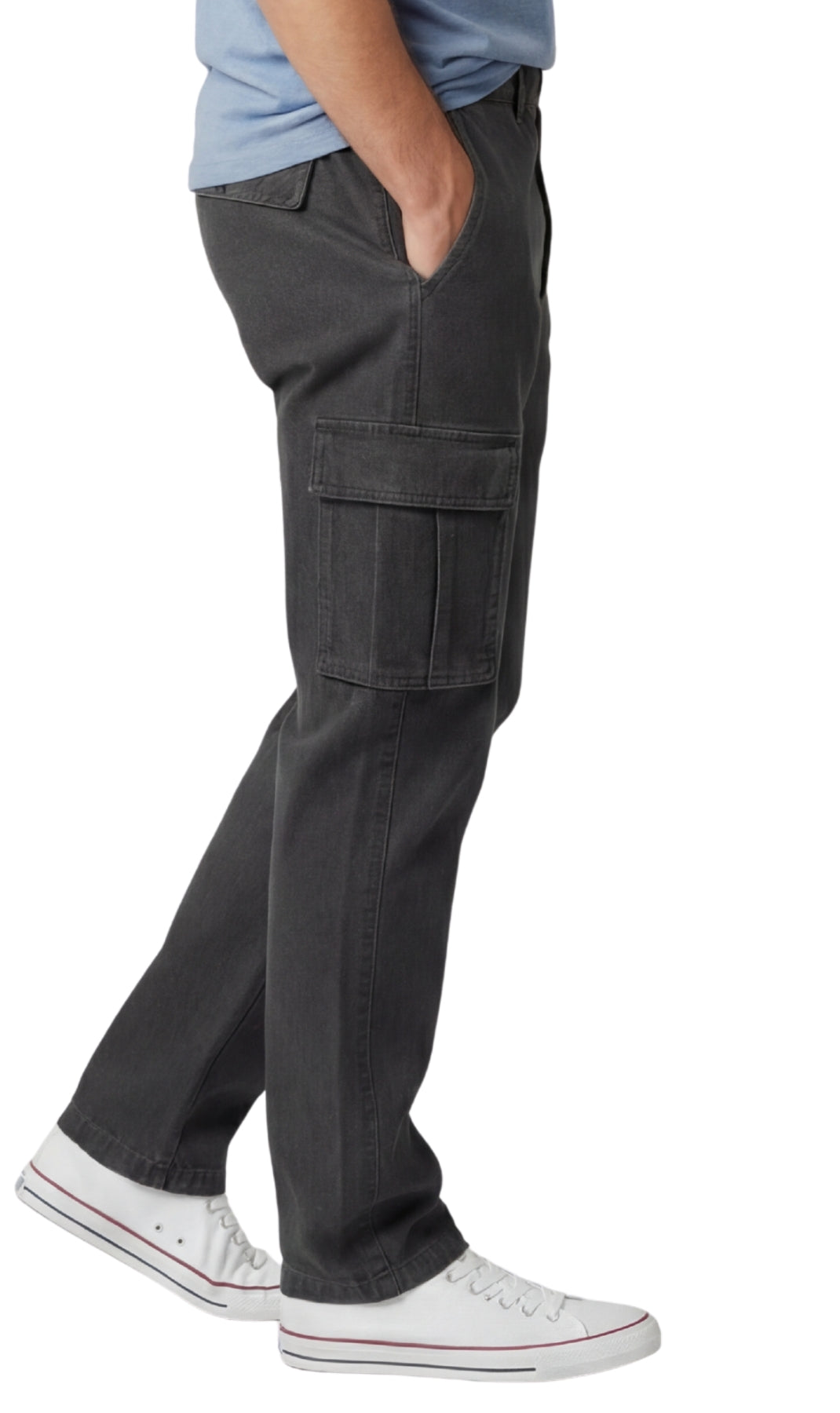 Men’s Pull-On Cargo Jeans Lightweight Easy Fit Double Pockets