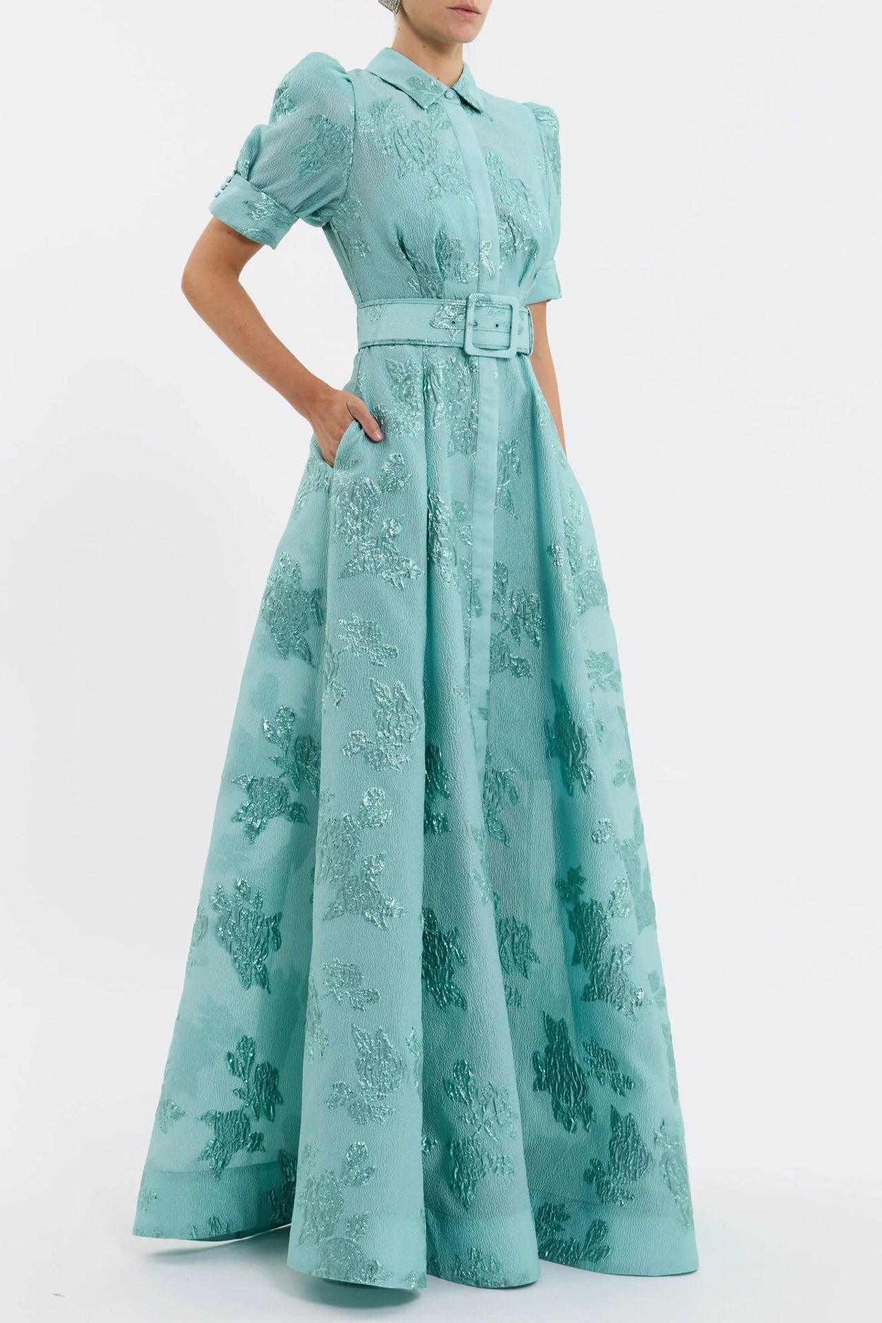 Elegant French Vintage Fitted Long Dress