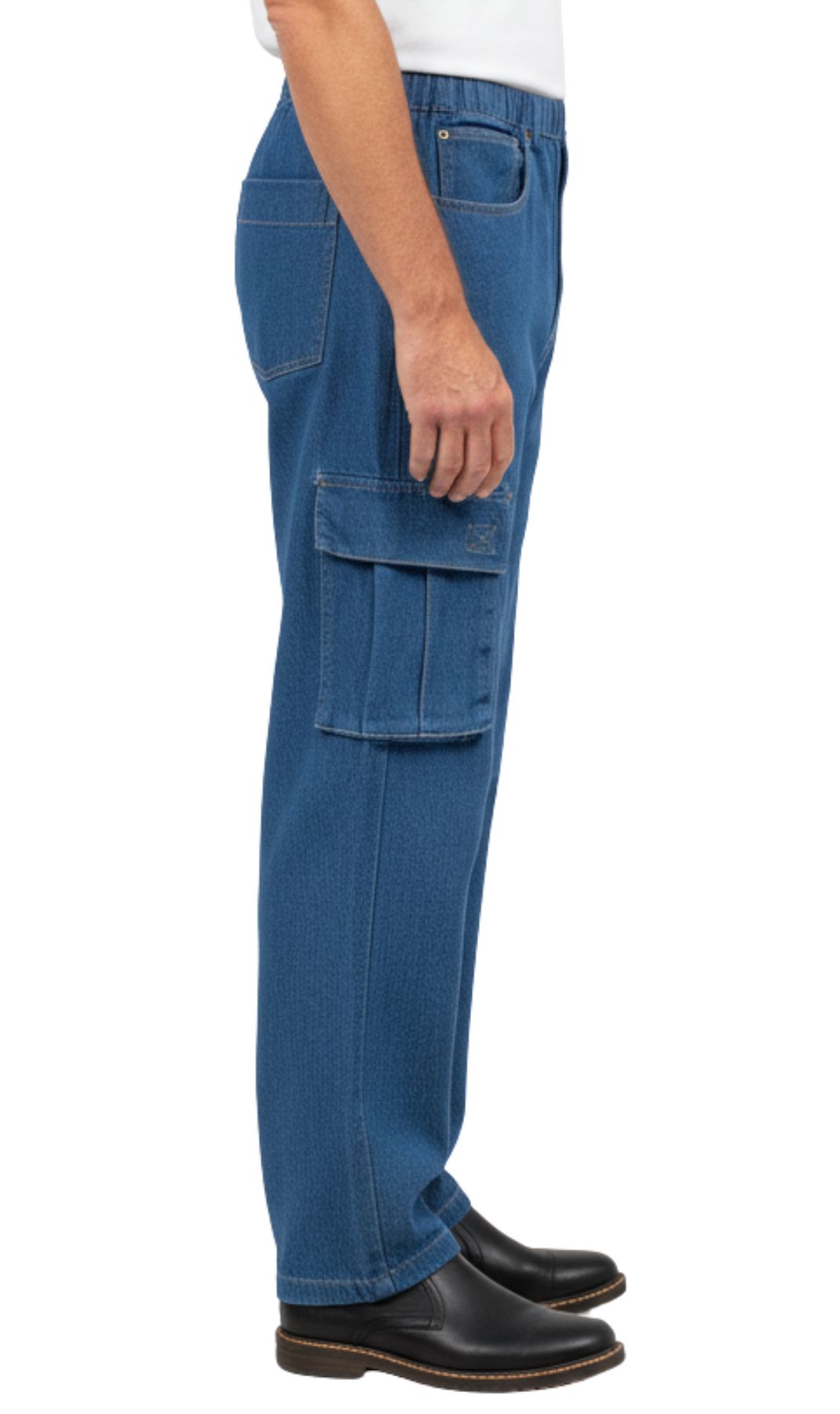 Men’s Pull-On Cargo Jeans Lightweight Easy Fit Double Pockets