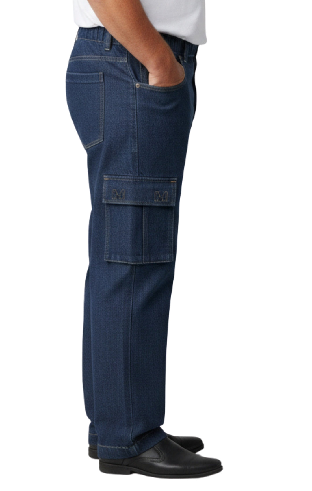 Men’s Pull-On Cargo Jeans Lightweight Easy Fit Double Pockets