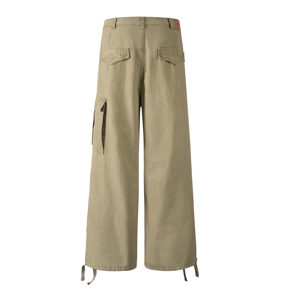 Men’s Loose Fit Straight Leg Workwear Pants with Pleated Design