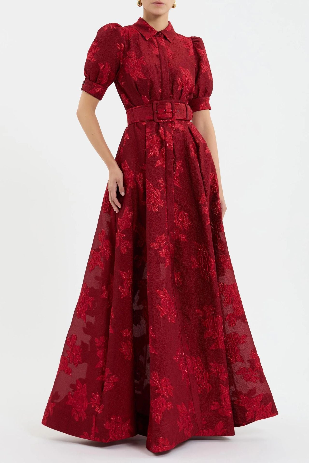 Elegant French Vintage Fitted Long Dress