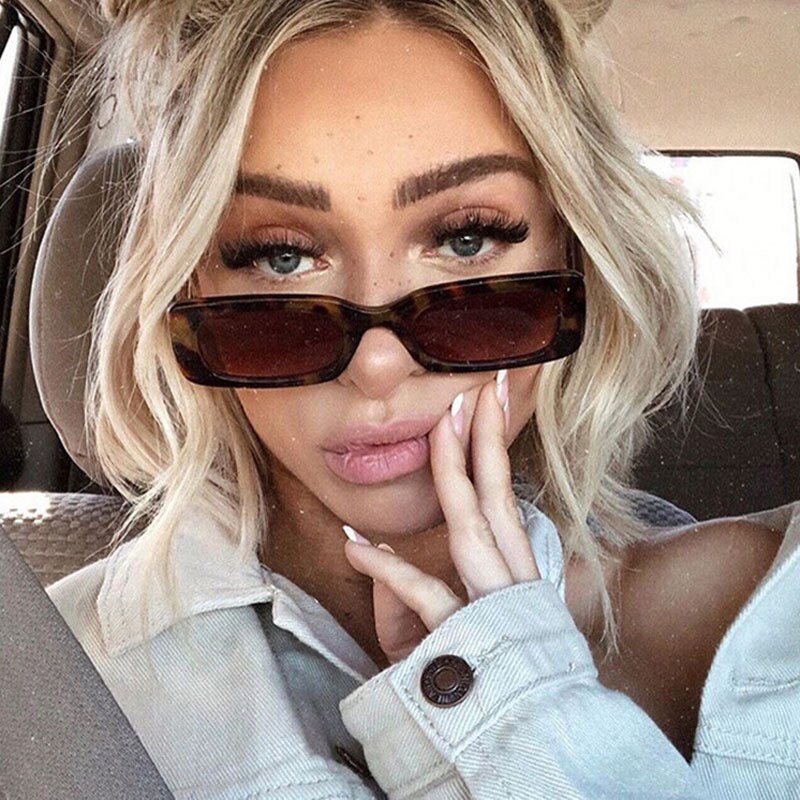 Women’s Small Square Sunglasses – Olive Green Trendy INS Style