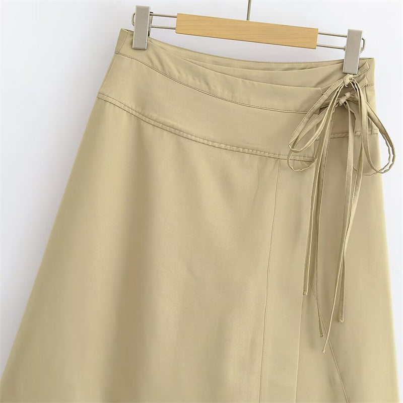 Women’s Elegant Wrap Midi Skirt – Mid-Waist Summer Fashion