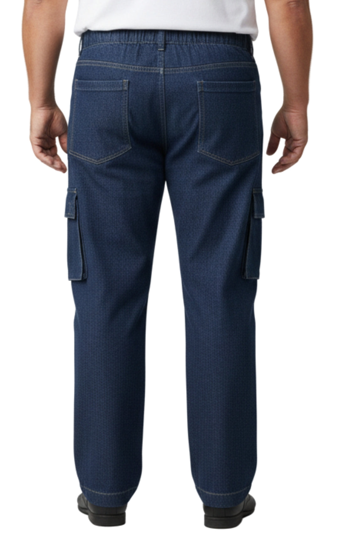 Men’s Pull-On Cargo Jeans Lightweight Easy Fit Double Pockets