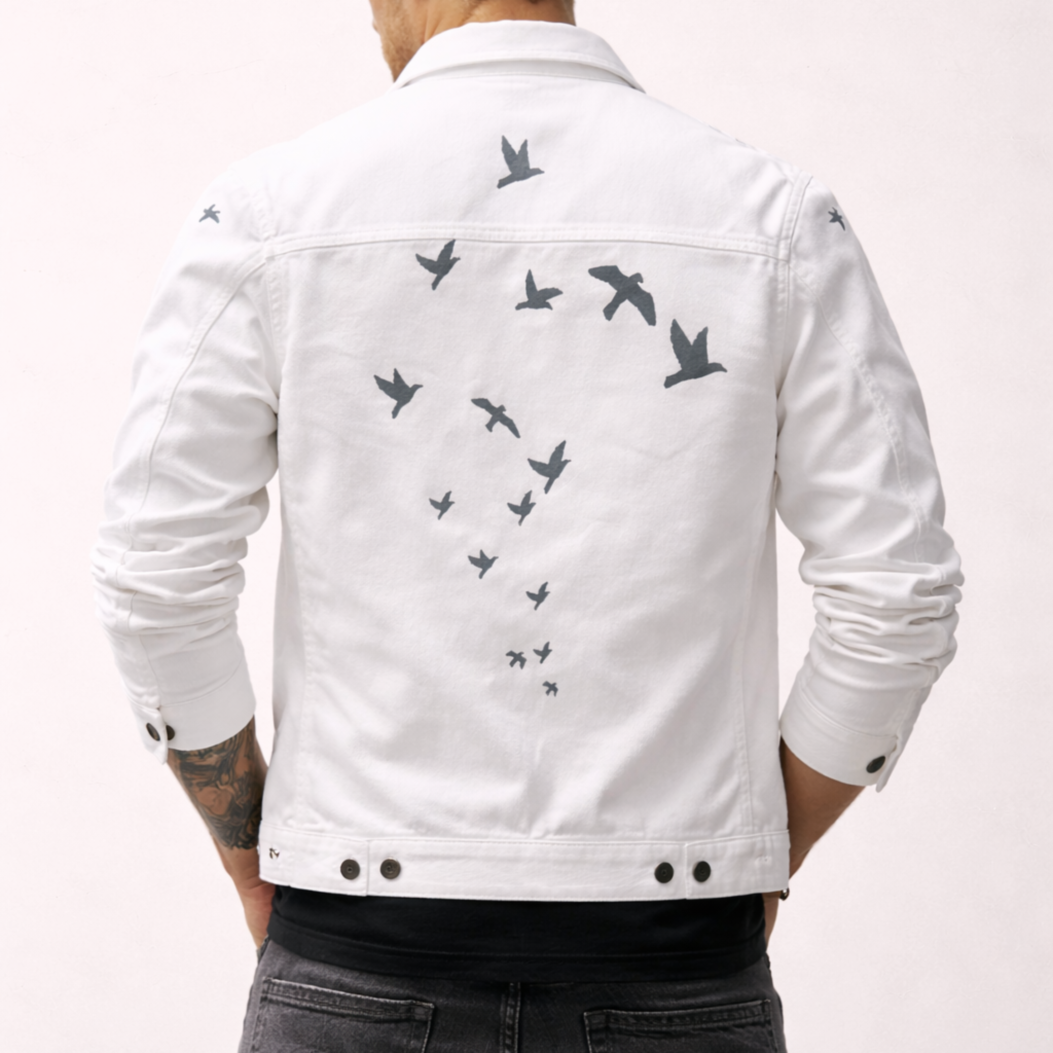 Men’s Beach Birds Jacket – Snow White Casual Outerwear
