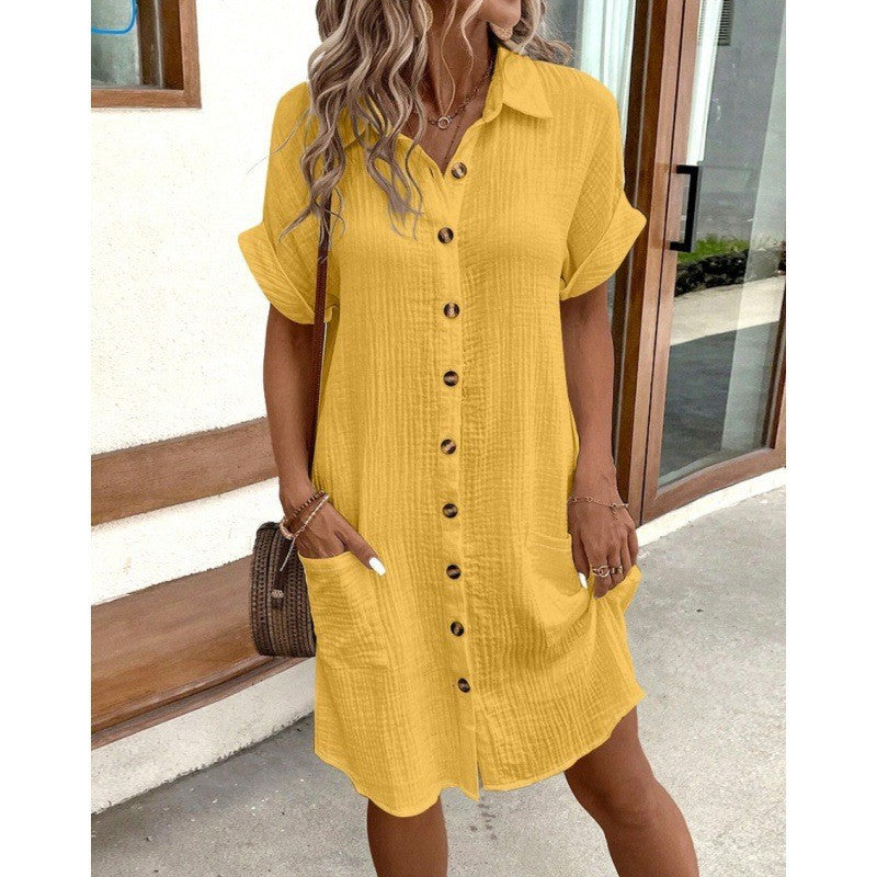 Women’s Ruffle Hem Shirt Dress – Loose Fit Summer Dress