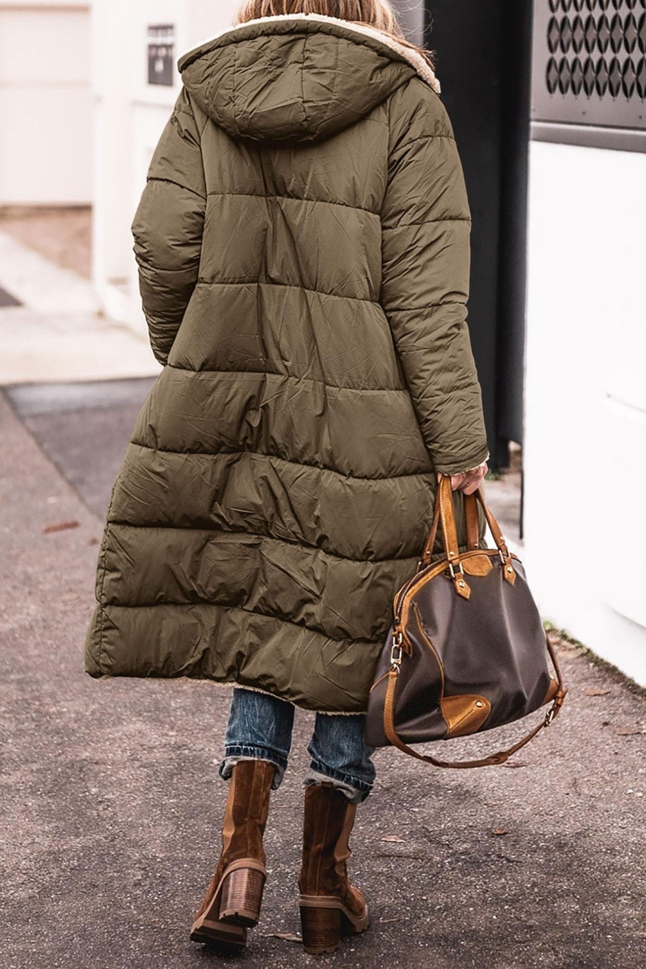 Women’s Hooded Long Coat – Double-Sided Wear Slim Winter Cardigan Jacket