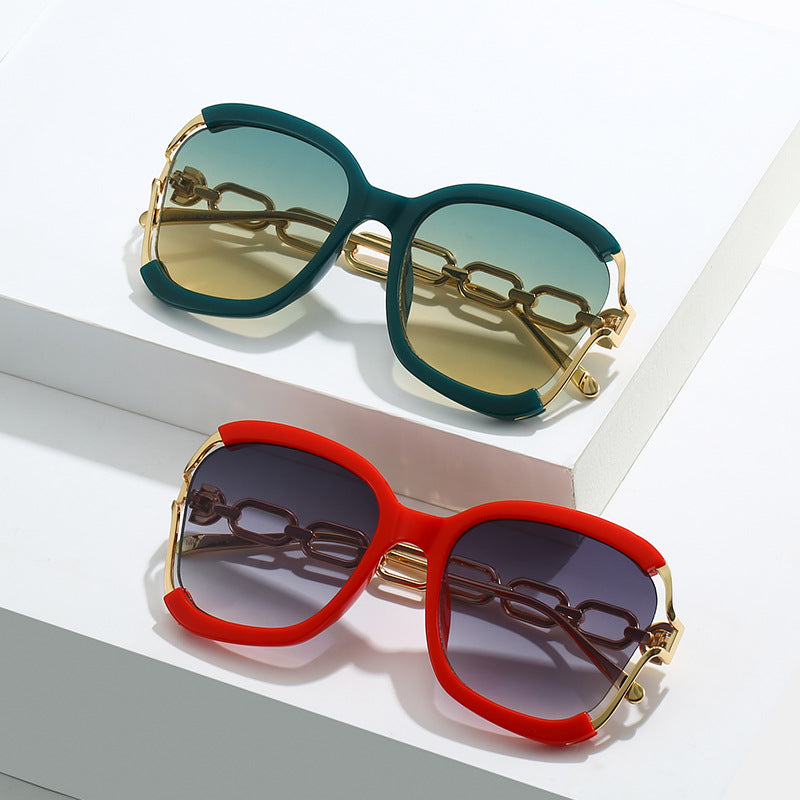 Chains Sunglasses – Metal Hollow UV400 Street Fashion Shades