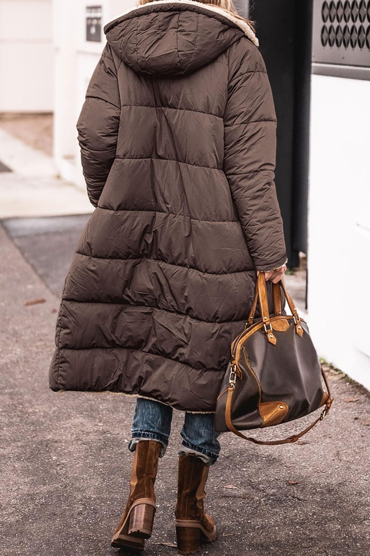 Women’s Hooded Long Coat – Double-Sided Wear Slim Winter Cardigan Jacket