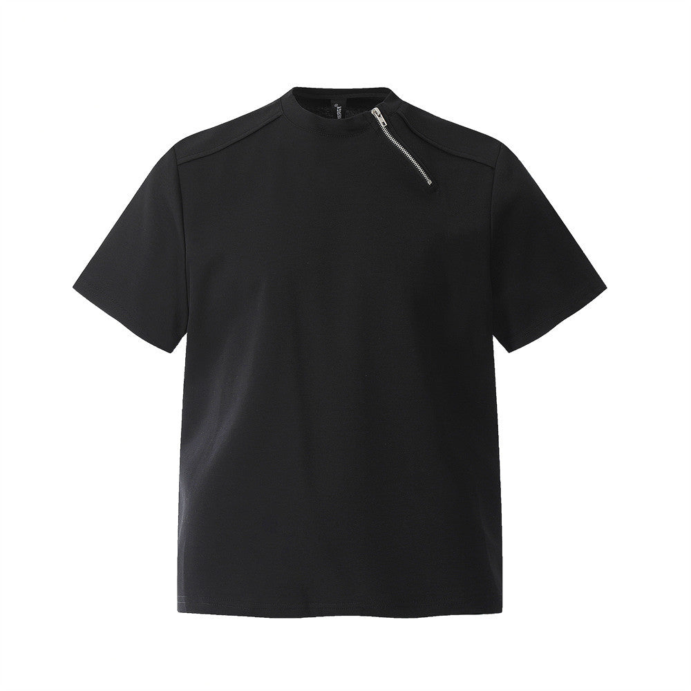 Men’s Loose Fit Heavyweight Short Sleeve Tee with Zipper Detail