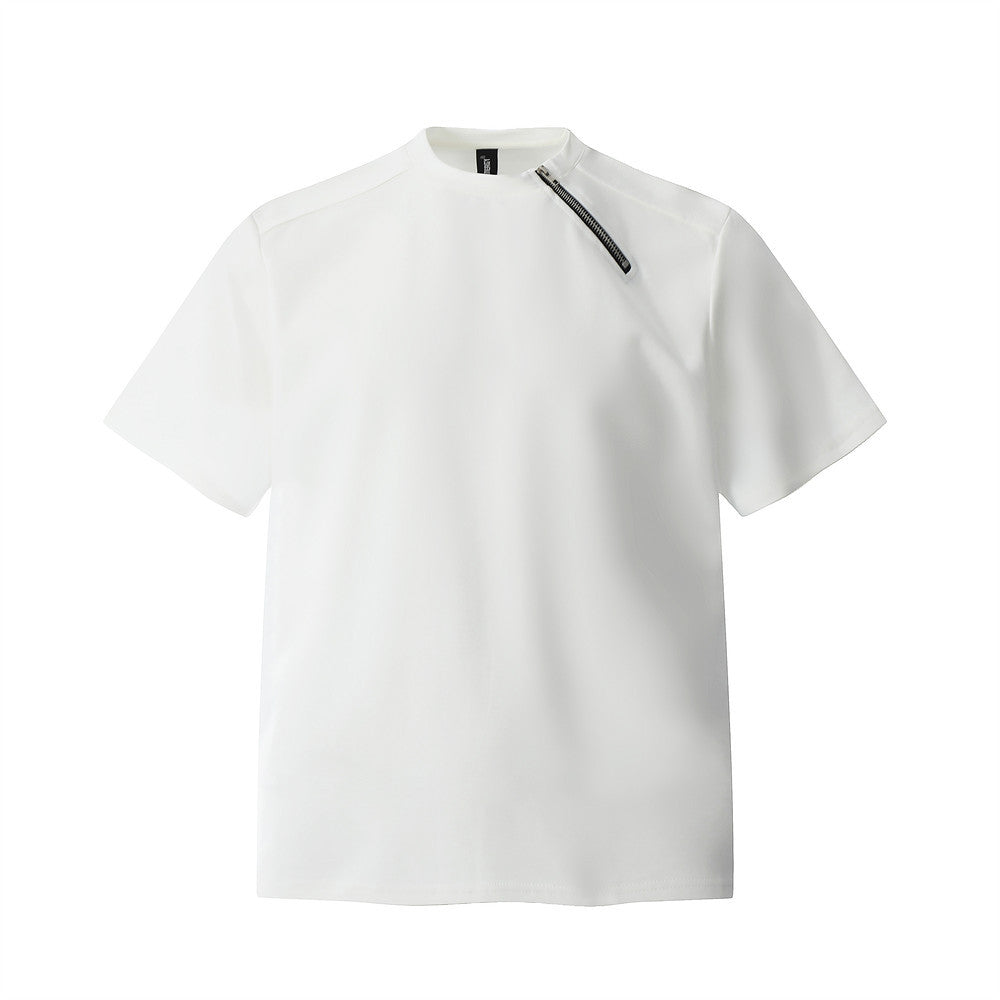 Men’s Loose Fit Heavyweight Short Sleeve Tee with Zipper Detail