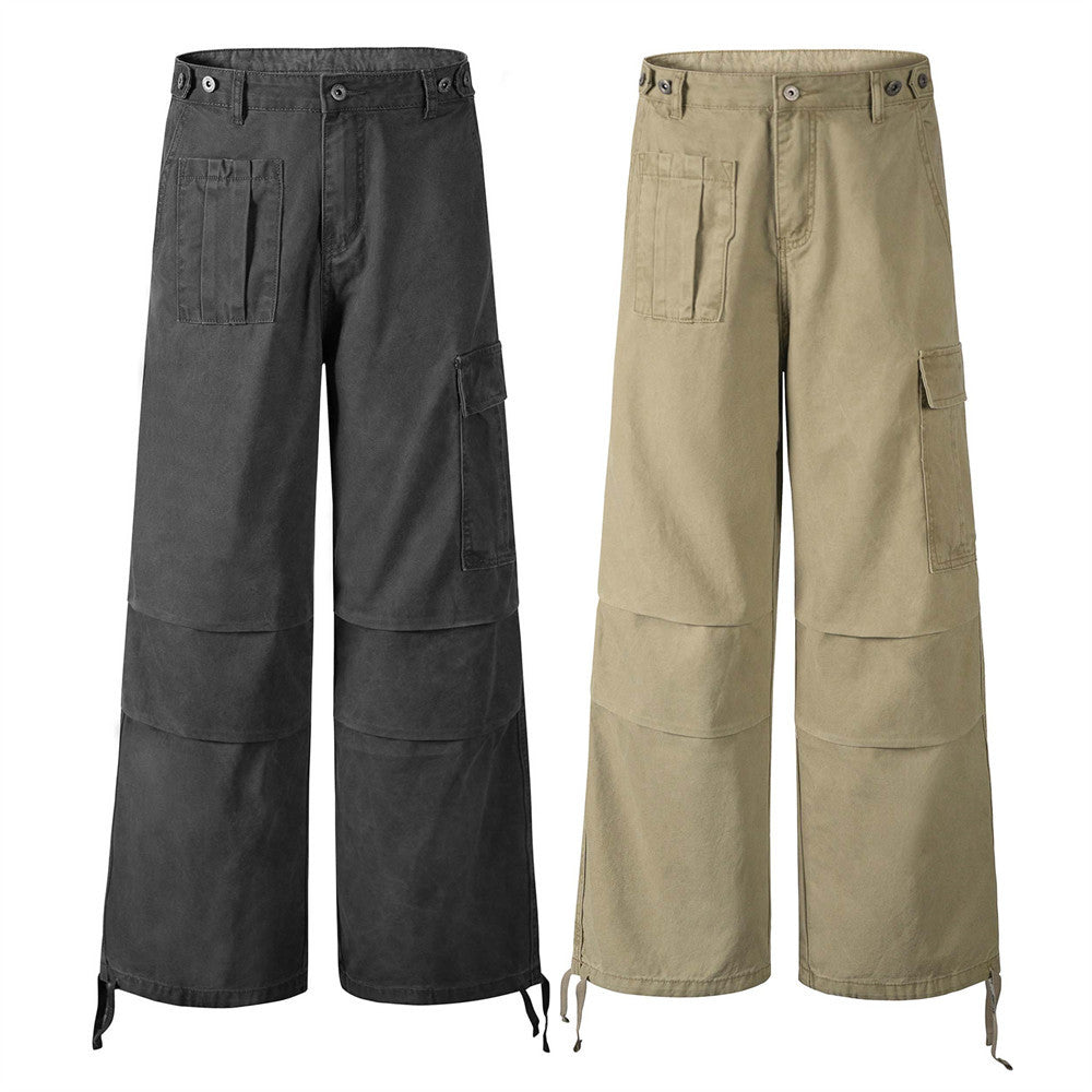 Men’s Loose Fit Straight Leg Workwear Pants with Pleated Design