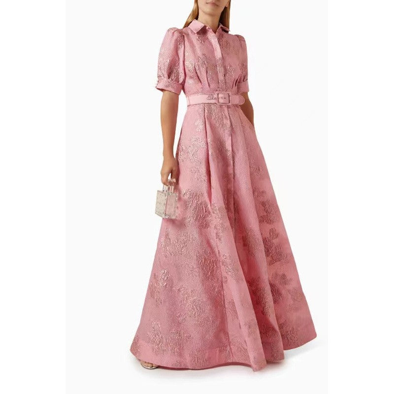 Elegant French Vintage Fitted Long Dress
