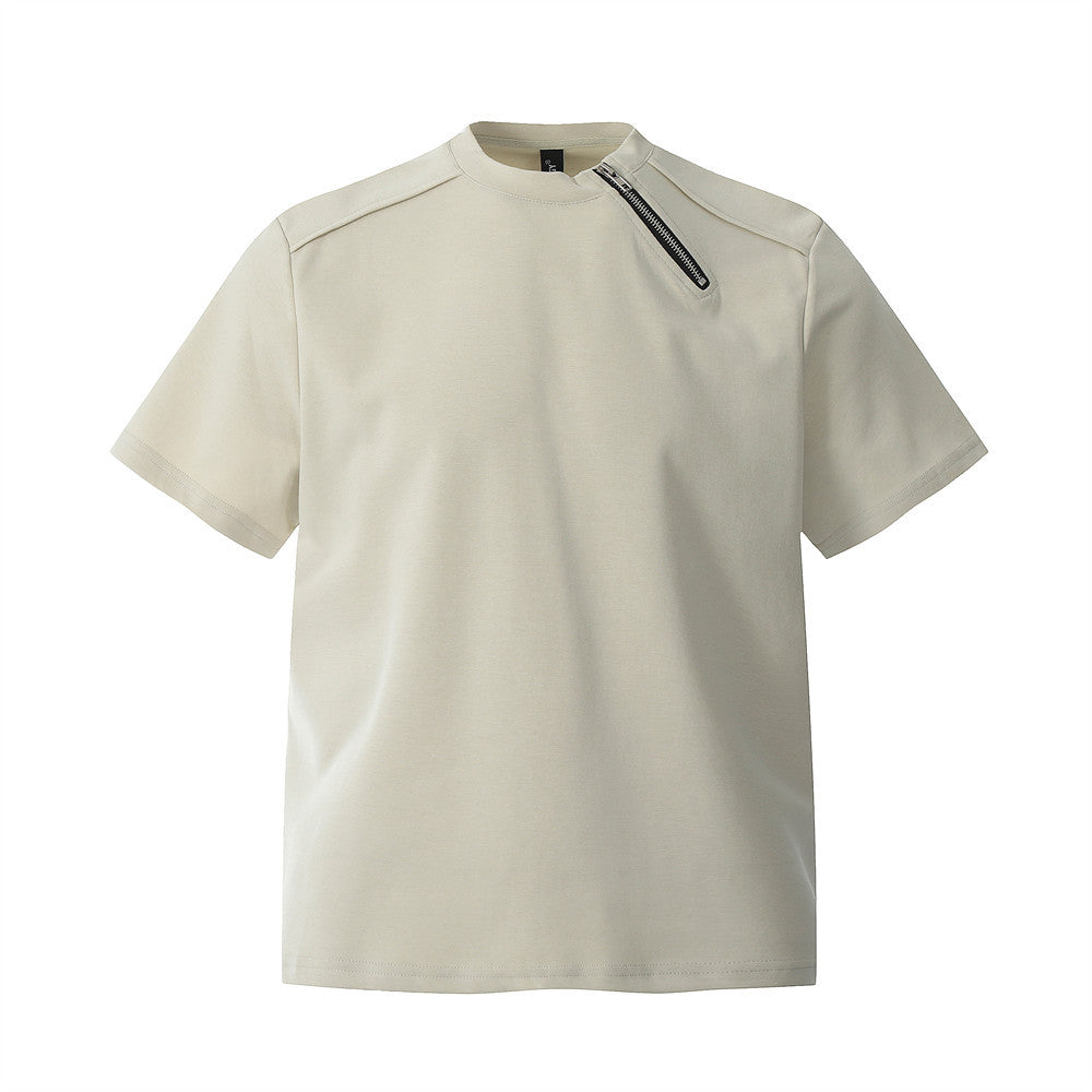 Men’s Loose Fit Heavyweight Short Sleeve Tee with Zipper Detail