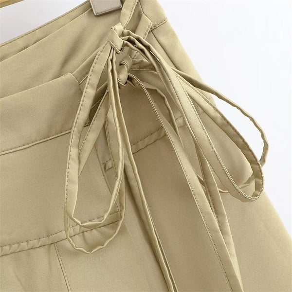 Women’s Elegant Wrap Midi Skirt – Mid-Waist Summer Fashion