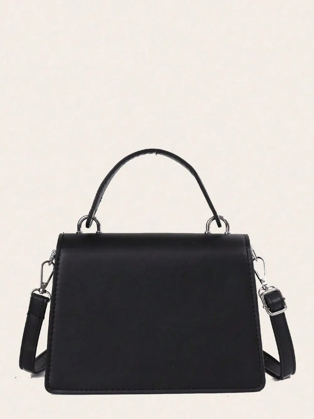 Leather Handbag with Detachable Chain Shoulder Strap