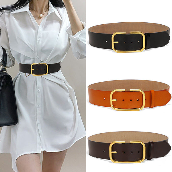 Women’s Cowhide Wide Waist Belt – Decorative Skirt & Coat Belt