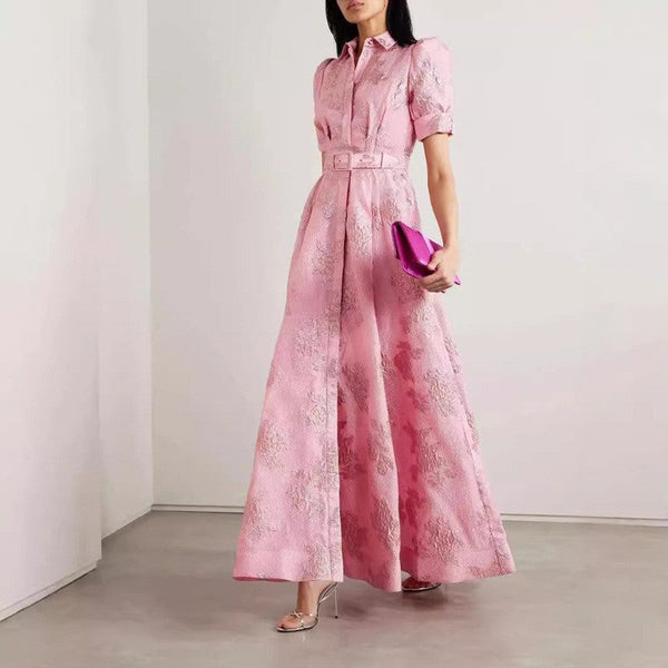 Elegant French Vintage Fitted Long Dress