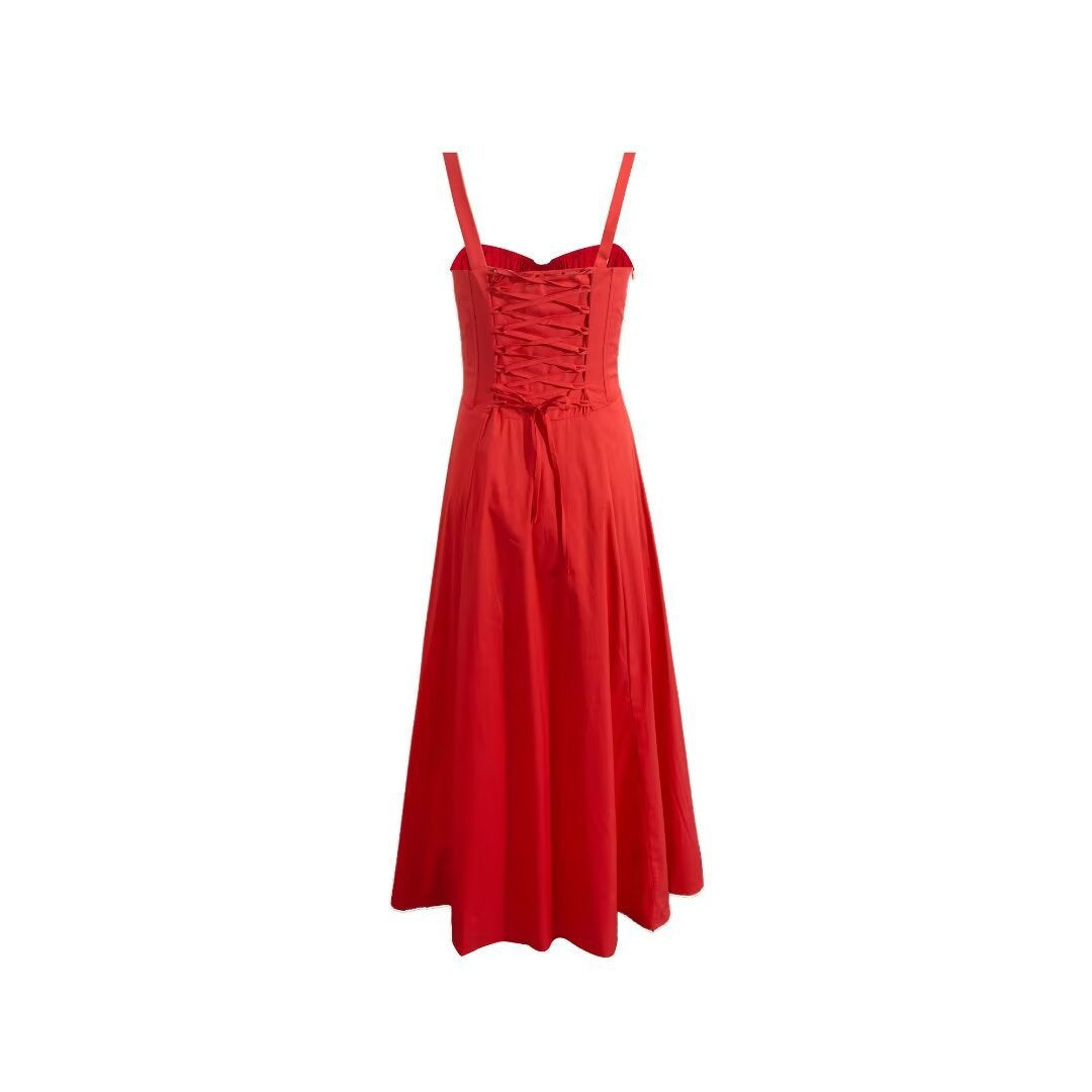 Women’s Floral Corset Maxi Dress – Square Neck A-Line Long Dress
