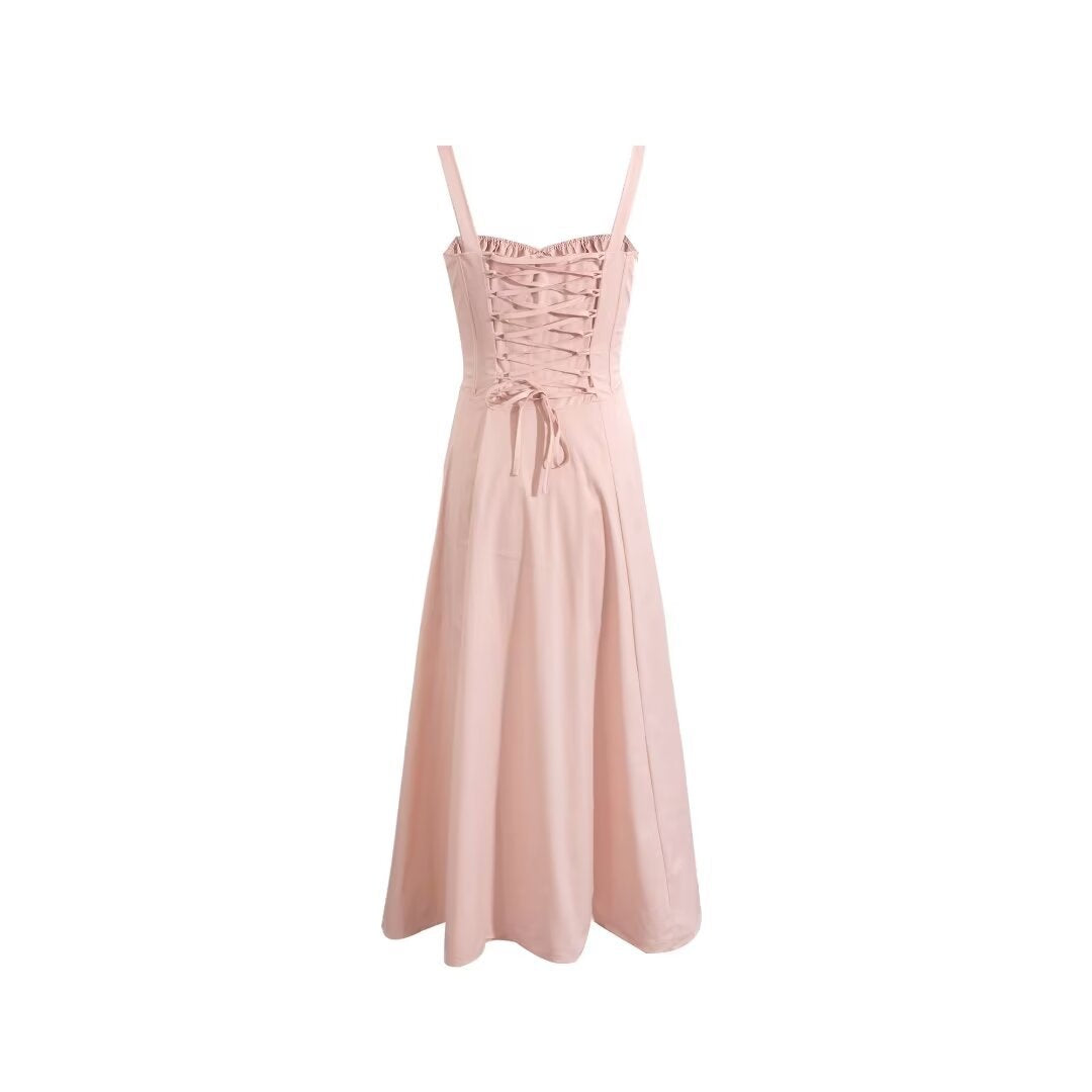 Women’s Floral Corset Maxi Dress – Square Neck A-Line Long Dress