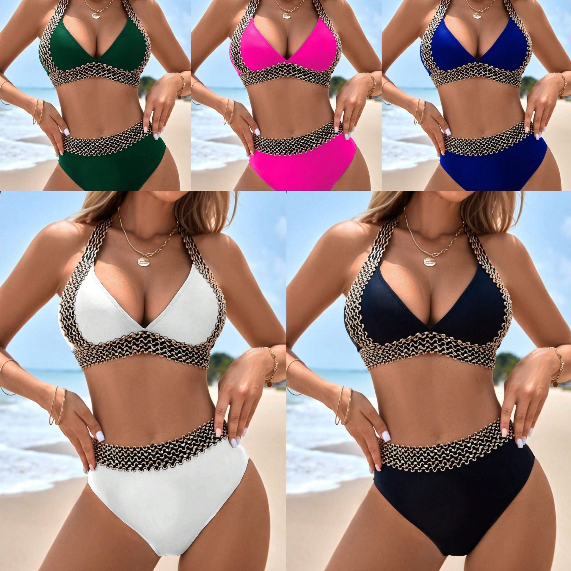Women’s Split Waist Slim Bikini Swimsuit – Quick-Dry Sexy Swimwear