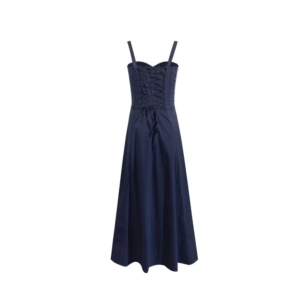 Women’s Floral Corset Maxi Dress – Square Neck A-Line Long Dress