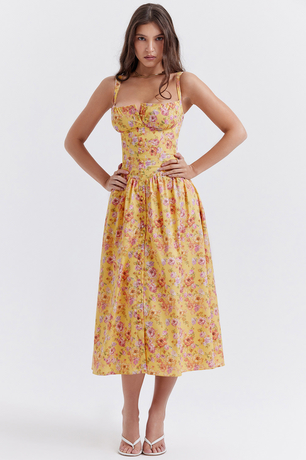 Women’s Floral Lace-Up Halter Dress – French Style Holiday Party Dress