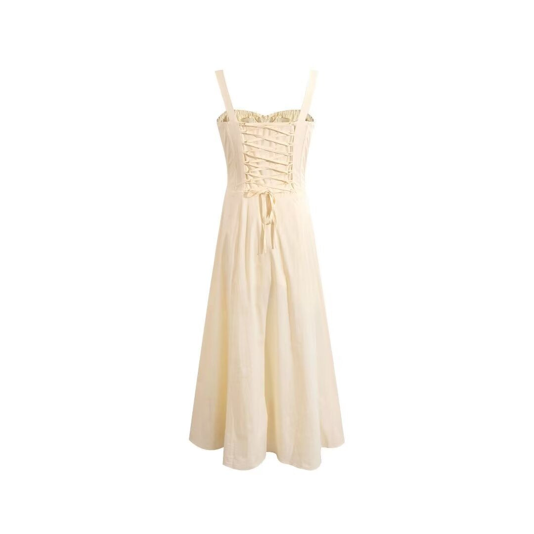 Women’s Floral Corset Maxi Dress – Square Neck A-Line Long Dress