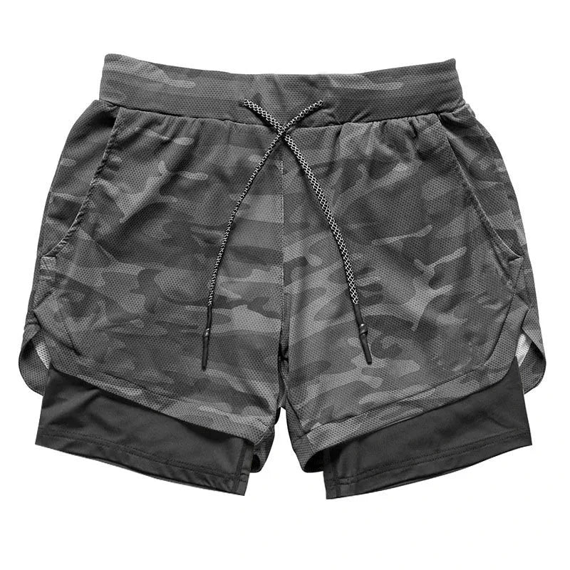Men’s 2-in-1 Camo Running Shorts with Compression Liner