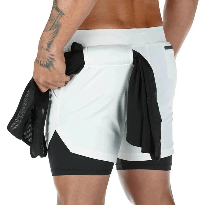 Men’s 2-in-1 Camo Running Shorts with Compression Liner