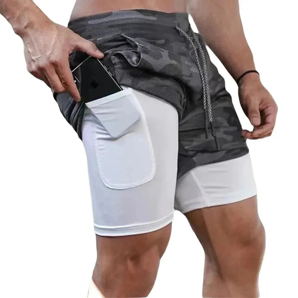 Men’s 2-in-1 Camo Running Shorts with Compression Liner
