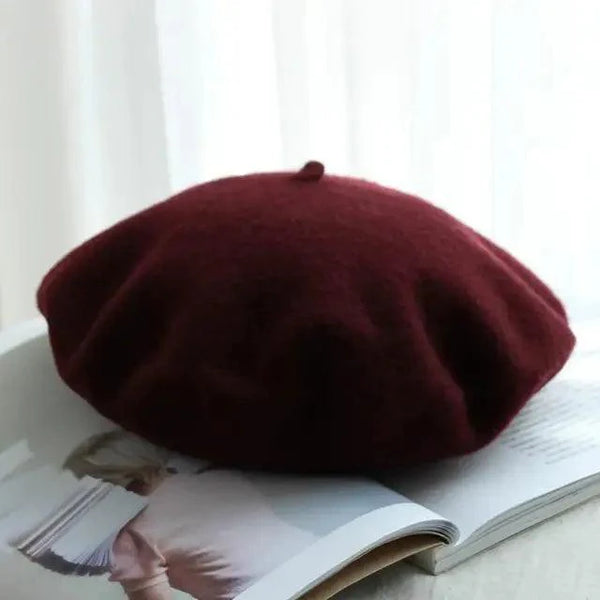 Unisex 100% Wool Beret Hat – Vintage Autumn Winter Painter Cap
