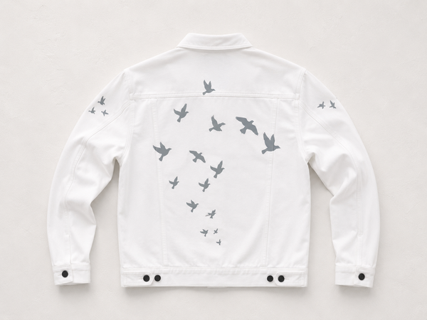 Men’s Beach Birds Jacket – Snow White Casual Outerwear