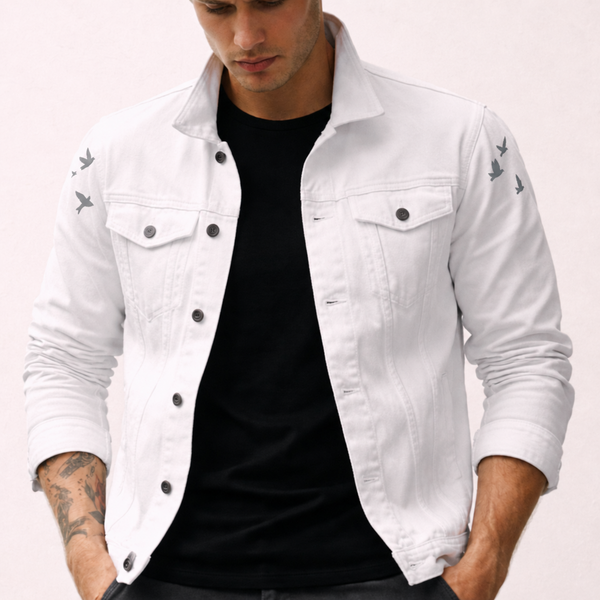Men’s Beach Birds Jacket – Snow White Casual Outerwear