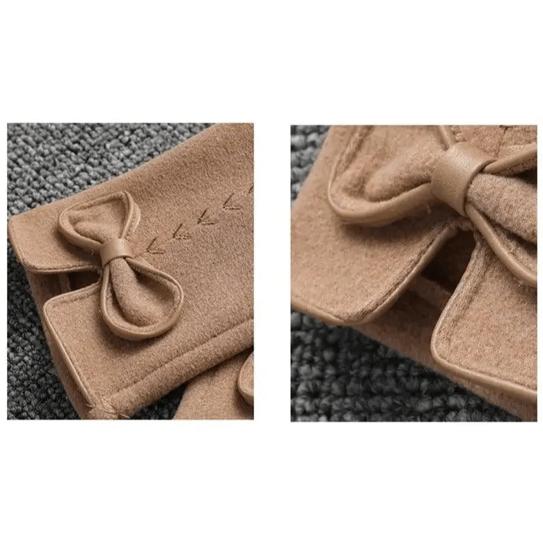 Women’s Black Winter Gloves – Cute Bow Fashion Warm Outdoor Gloves