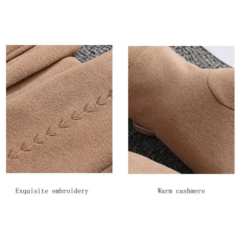 Women’s Black Winter Gloves – Cute Bow Fashion Warm Outdoor Gloves