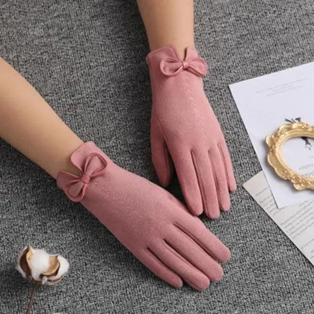 Women’s Black Winter Gloves – Cute Bow Fashion Warm Outdoor Gloves