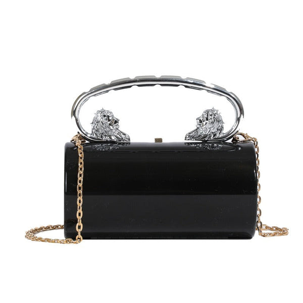 Women’s Acrylic Chain Crossbody Bag – Solid Color Fashion Handbag
