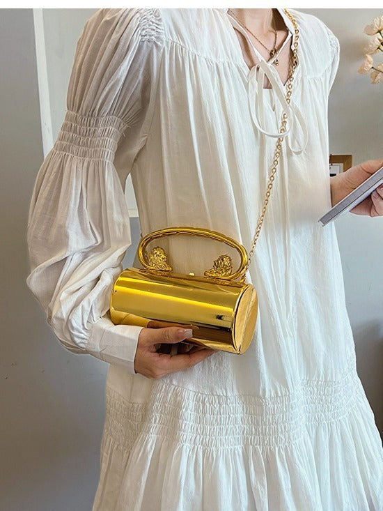 Women’s Acrylic Chain Crossbody Bag – Solid Color Fashion Handbag