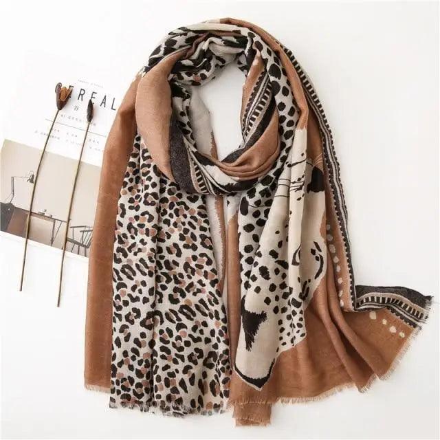 Women’s Leopard Print Scarf – Autumn Winter Fashion Wrap