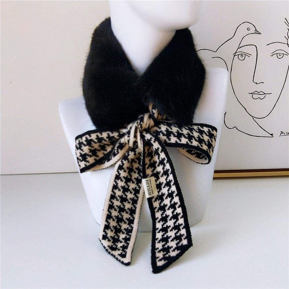 Women’s Faux Fur Knit Neck Warmer – Autumn Winter Neck Gaiter