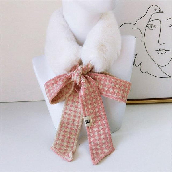 Women’s Faux Fur Knit Neck Warmer – Autumn Winter Neck Gaiter