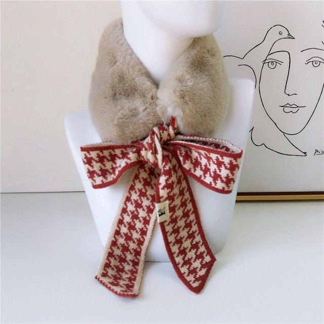 Women’s Faux Fur Knit Neck Warmer – Autumn Winter Neck Gaiter