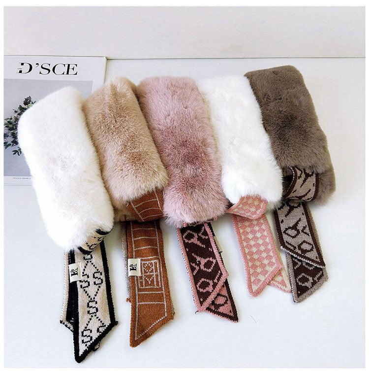 Women’s Faux Fur Knit Neck Warmer – Autumn Winter Neck Gaiter