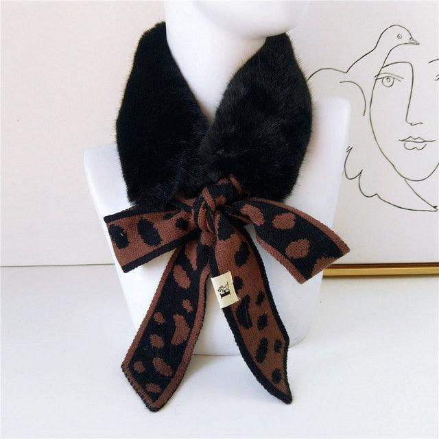 Women’s Faux Fur Knit Neck Warmer – Autumn Winter Neck Gaiter
