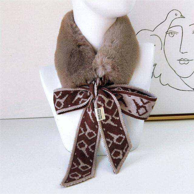 Women’s Faux Fur Knit Neck Warmer – Autumn Winter Neck Gaiter