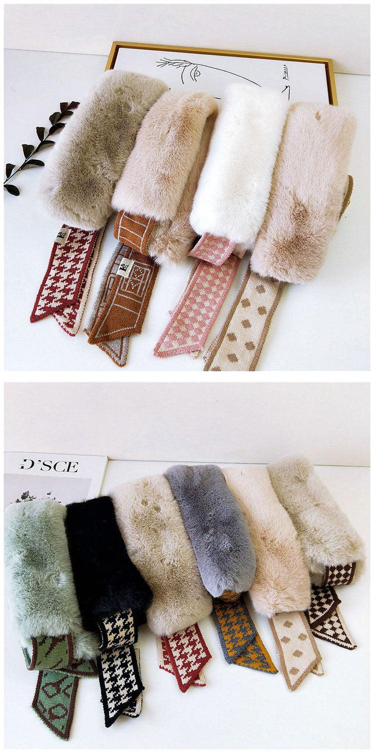 Women’s Faux Fur Knit Neck Warmer – Autumn Winter Neck Gaiter